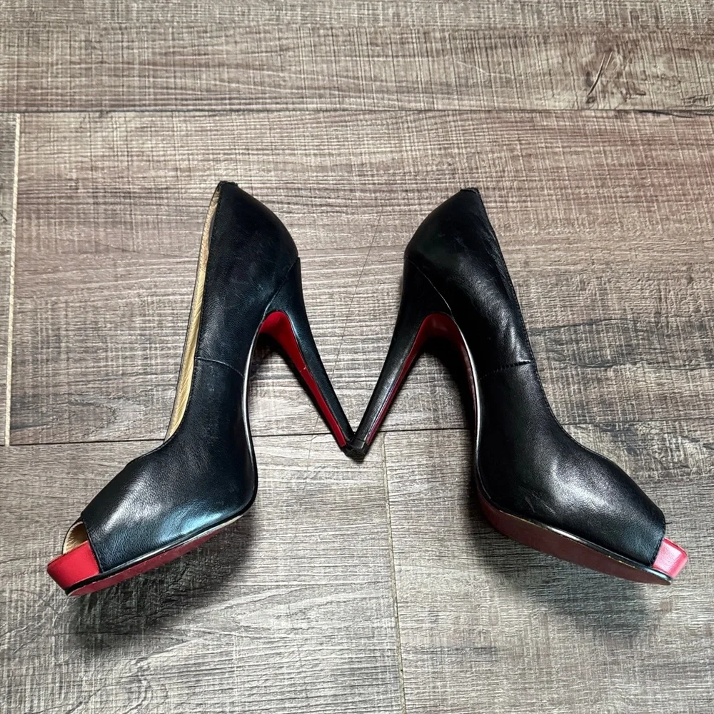 Christian Louboutin Black Peep Toe Heels - Picture 7 of 15
